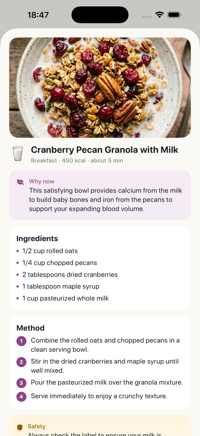 A recipe in the app